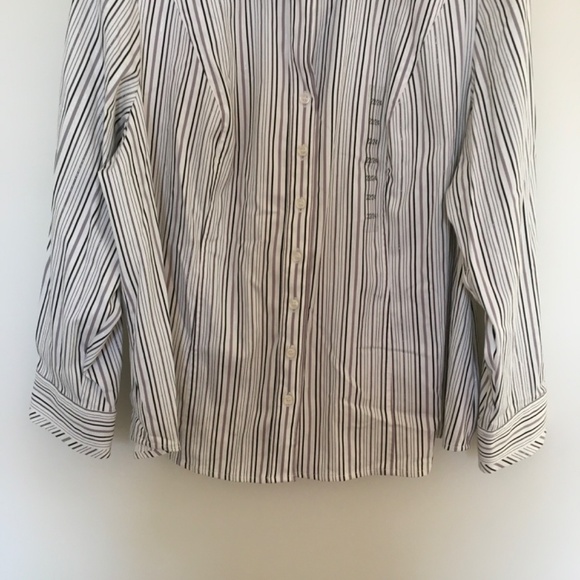 NWT Lane Bryant Gray White Metallic Striped Button Down Shirt Blouse Sz 22/24W - Picture 5 of 14